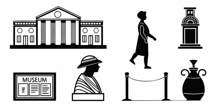 various objects related to a museum Vector