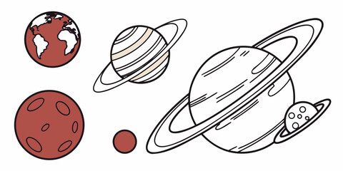 a drawing of planets and moons in our solar system Vector © rabi