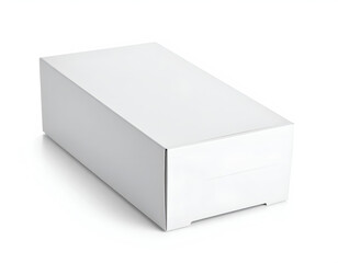 Fototapeta premium Simple rectangular white box with a lid, on white background