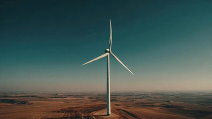 Obraz premium Wind Turbine Generating Clean Energy in Rural Landscape