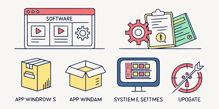 a collection of icons related to app store optimization Vector