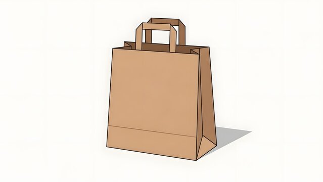 Brown paper bag isolated on white background for shopping and takeout