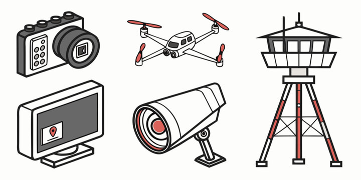 a collection of surveillance and photography devices Vector
