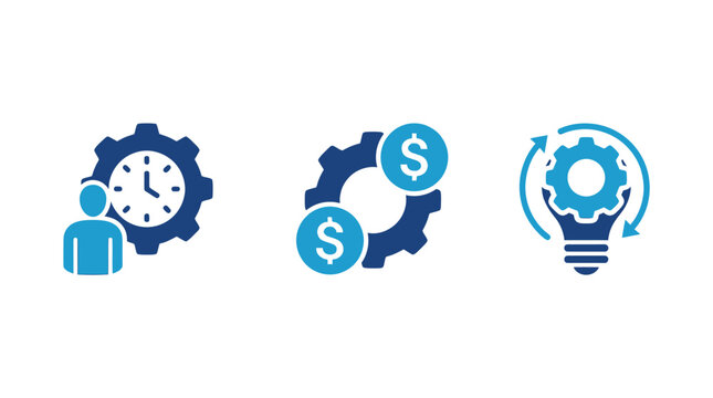 Business Productivity Icons Set For Time Management Concepts