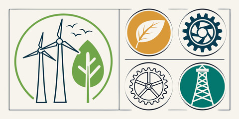 renewable energy and industrial icons Vector © Akshay