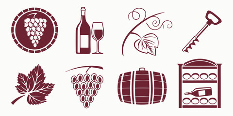 Fototapeta premium wine and vineyard icons in a set Vector