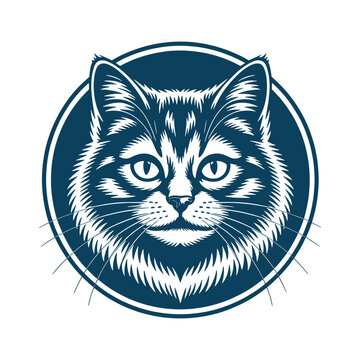 Cute Cat Face Decorative Badge Pet Animal Vector Illustration