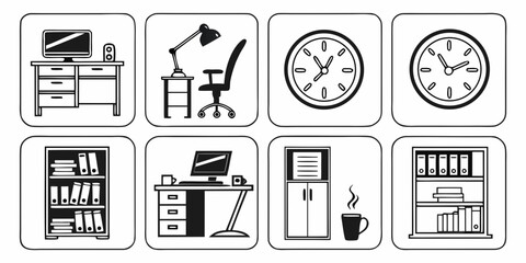 a collection of office icons on a white background Vector © Akshay