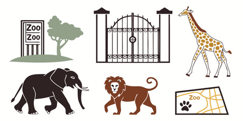 a collection of safari animals and landmarks Vector © Akshay