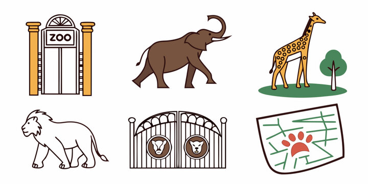 zoo animals and gates Vector