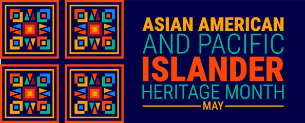 Asian American and Pacific Islander Heritage Month Geometric shape pattern background, banner, card or poster design template is observed every year during May, to raise awareness about the mission. © Neelrong