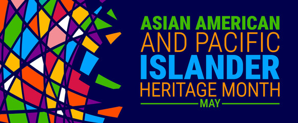 Asian American and Pacific Islander Heritage Month background, banner, card or poster design template is observed every year during May, to raise awareness about the mission. Vector illustration. © Neelrong