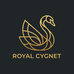 Obraz premium This logo features a stylized swan in elegant gold lines, representing royalty and grace, perfect for branding a high-end business or service in luxury sectors.