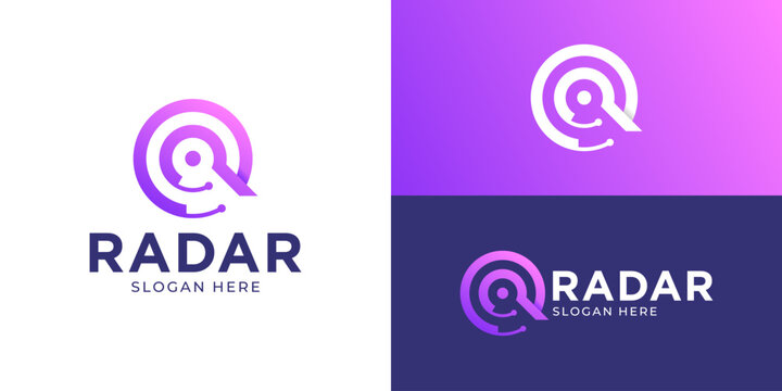 Creative modern radar logo template. Abstract simple letter R initial for radar logo design vector illustration.