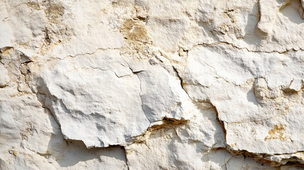 Fototapeta premium Light and rough limestone texture, with deep cracks, irregular textures and subtle earthy beige tones.