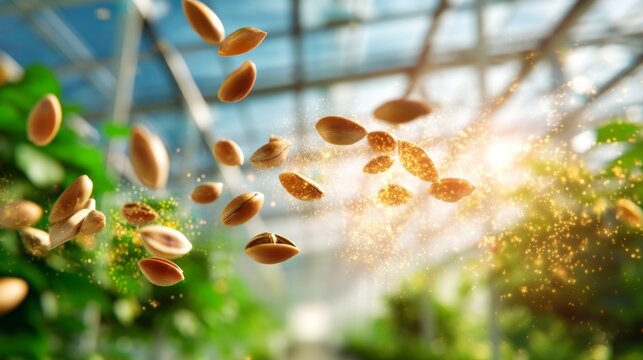 Floating Seeds Illuminate a Digital Scatter Plot in a Greenhouse Setting