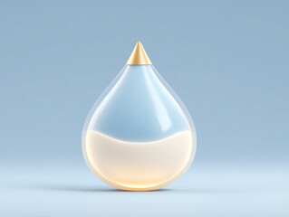 Fototapeta premium 3D blue Claymorphism icon, Water droplet hydration icon in a minimal 3D design for skincare, wellness, and clean beauty visuals