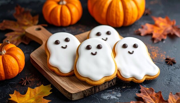 Halloween Gespenster Kekse mit Zuckerguss
