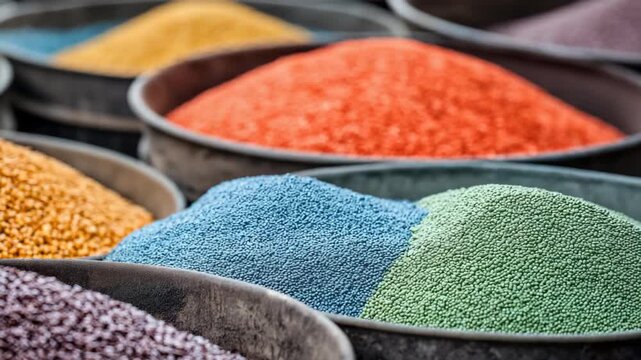 Close up of a sack bag filled with fertilizer granules, showing agricultural nutrients used for farming, crop growth, and soil enrichment in the fertilizer industry.