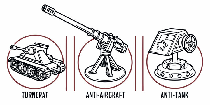 military vehicles and robot with weapon Vector