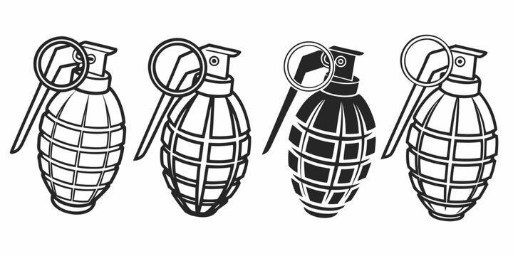 four hand grenades with pins Vector