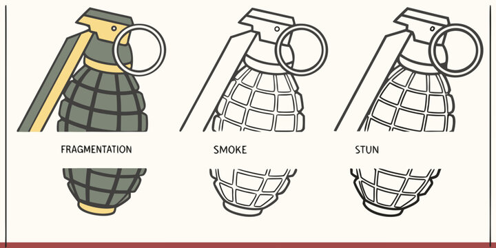 a detailed drawing of a grenade and its parts Vector