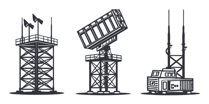 three different types of cell towers are shown Vector