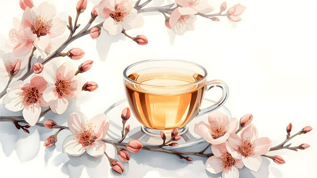 Glass teacup with amber tea and cherry blossoms on white background, springtime relaxation, elegant lifestyle, floral tea culture and serene concept photography
20 High‑Demand SEO Keywords (comma‑sepa