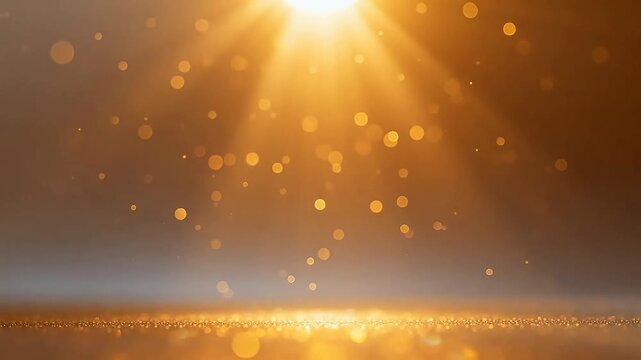 Golden light rays and bokeh effect