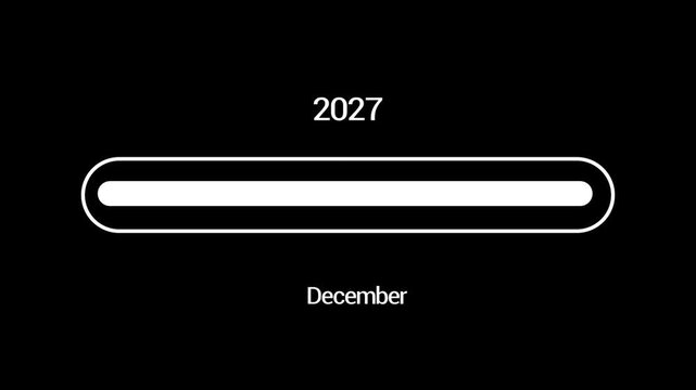 Progress Bar Animation Transition from Year 2026 to 2027 with Months January to December