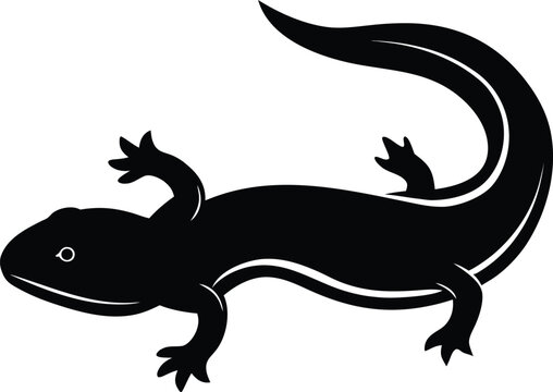 Hellbender Salamander Flat Icon Style Silhouette Vector Art Illustration