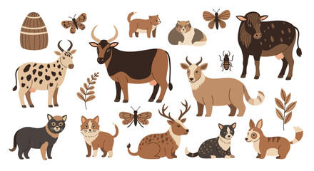 Obraz premium Collection of various animals and insects.