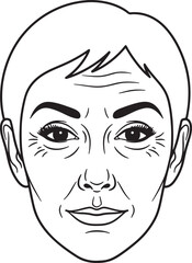 Fototapeta premium Black and white line of a human face also transparent background line human face facial eyes nose mouth
