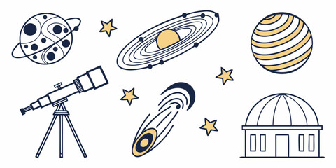 astronomy symbols and objects for educational purposes Vector © nalu