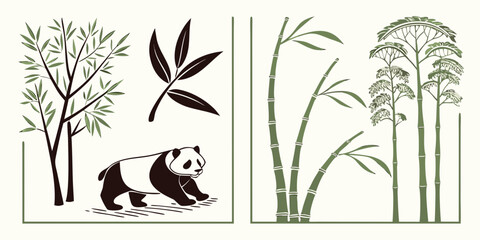 a panda bear and bamboo plants Vector © nalu