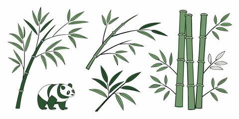 A panda eating bamboo shoots in a serene natural setting Vector © nalu
