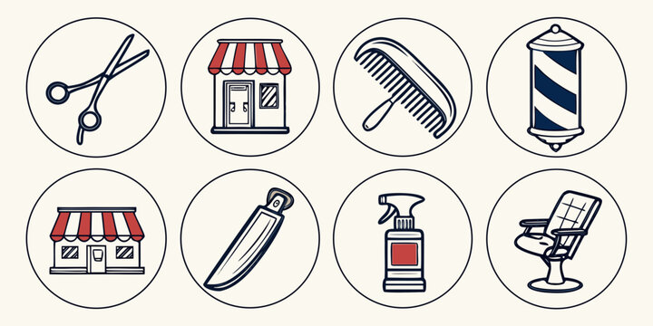 barber shop icons Vector
