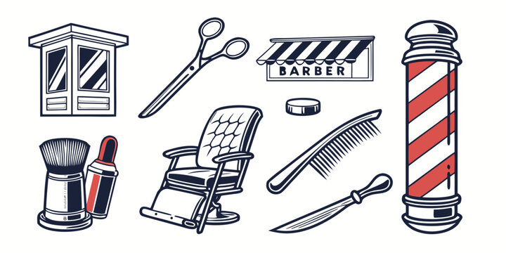 barber shop tools and equipment Vector
