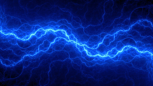Blue fractal lightning background, electrical Wave Abstract Background
