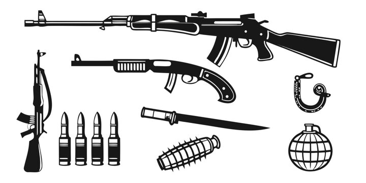 assorted weapons and ammunition Vector
