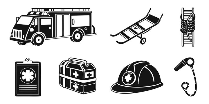 emergency medical services equipment and vehicle Vector