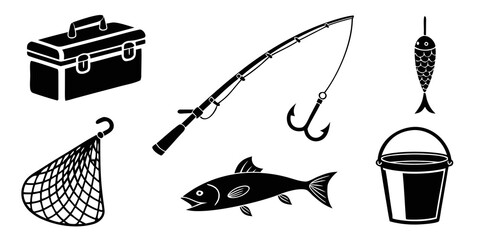 a collection of fishing gear and tackle Vector © nalu