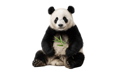 giant panda eating bamboo isolated on white background © Mdlina