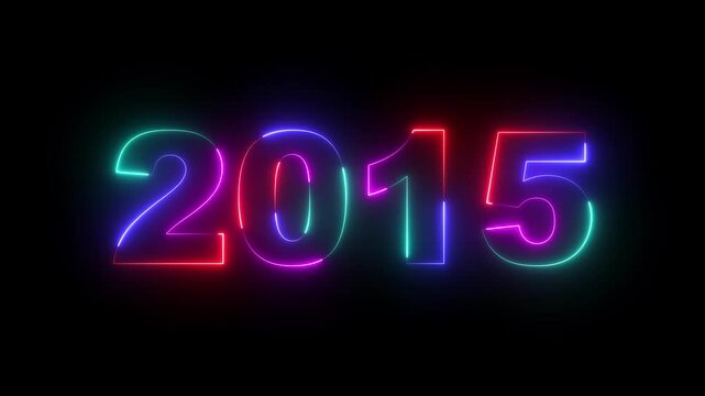 Happy new year 2015 Neon animated background. Video animation of abstract neon light with the numbers 2015 over blue background - represents the new year. 2015 happy new year.