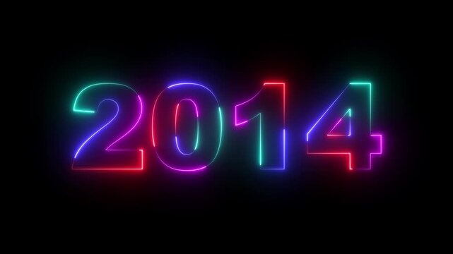 Happy new year 2014 Neon animated background. Video animation of abstract neon light with the numbers 2014 over blue background - represents the new year. 2014 happy new year.