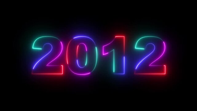 Happy new year 2012 Neon animated background. Video animation of abstract neon light with the numbers 2012 over blue background - represents the new year. 2012 happy new year.