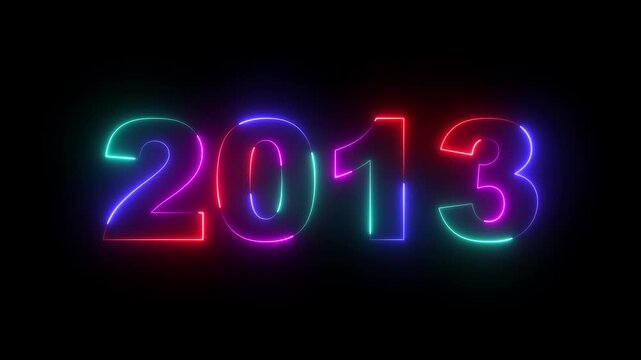 Happy new year 2013 Neon animated background. Video animation of abstract neon light with the numbers 2013 over blue background - represents the new year. 2013 happy new year.
