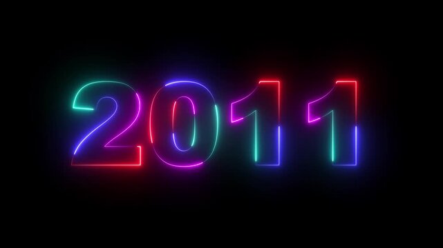 Happy new year 2011 Neon animated background. Video animation of abstract neon light with the numbers 2011 over blue background - represents the new year. 2011 happy new year.