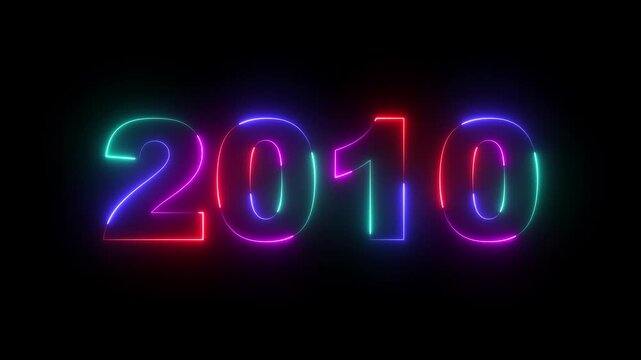 Happy new year 2010 Neon animated background. Video animation of abstract neon light with the numbers 2010 over blue background - represents the new year. 2010 happy new year.
