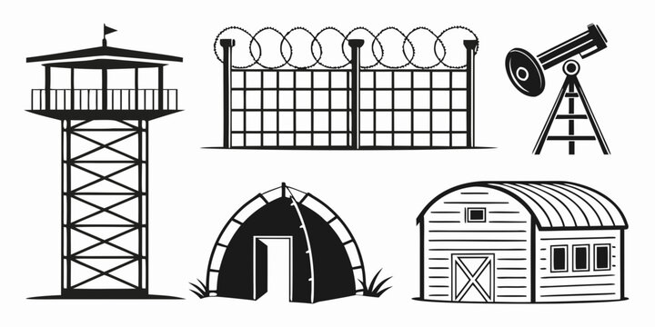 prison structures and farm buildings Vector